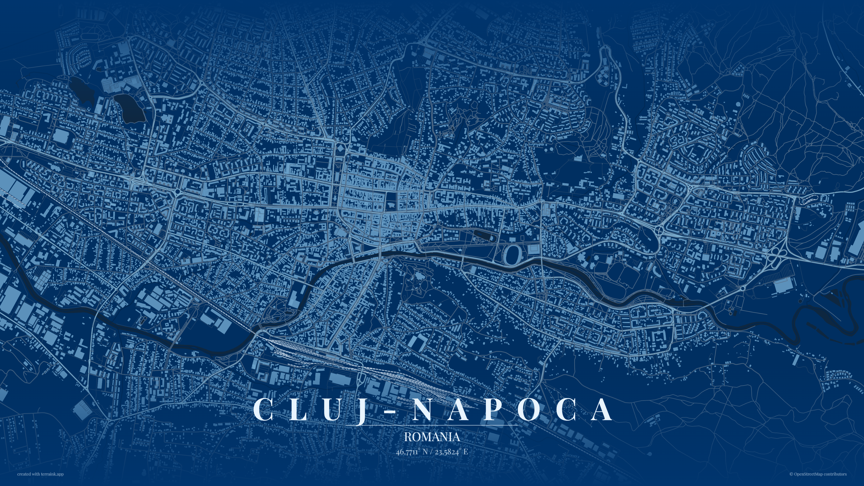 Cluj-Napoca blueprint poster